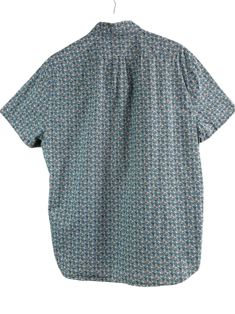 J. Crew Liberty Meridian Green Floral Short Sleeve Poplin Shirt Size L
